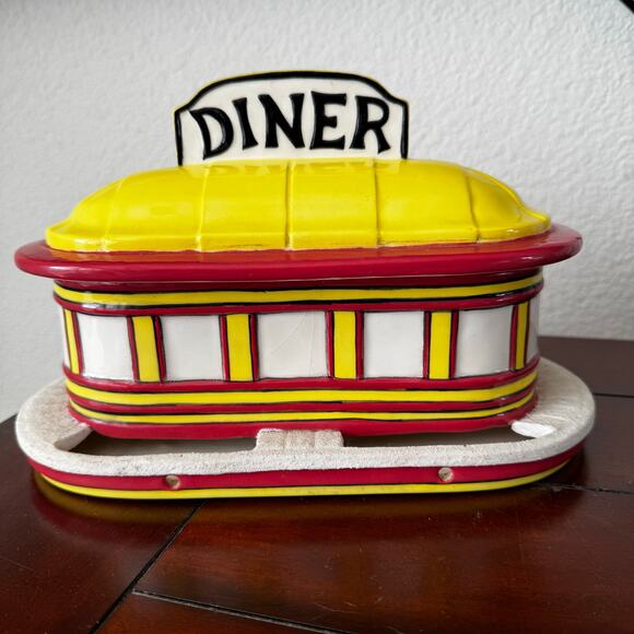 Diner Bird Feeder Glazed Hand Painted 2PC Ceramic Outdoor Retro Hangable Whimsy - Picture 2 of 14